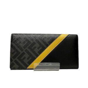 Fendi Continental Wallet Leather Black Yellow